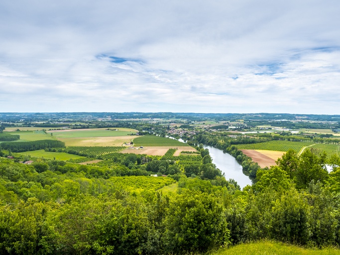 Scenic view of the Lot river valley in France